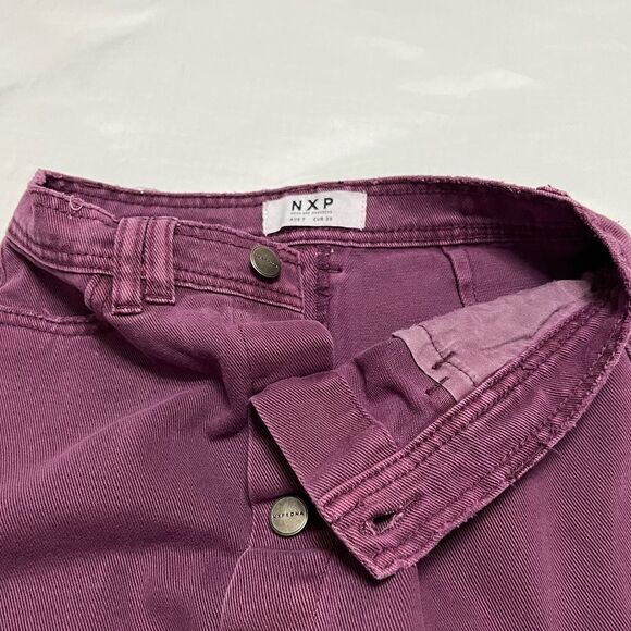 NXP Nena and Pasadena Denim Jean Skirt Purple Exposed Front Buttons Size XS - Picture 9 of 14